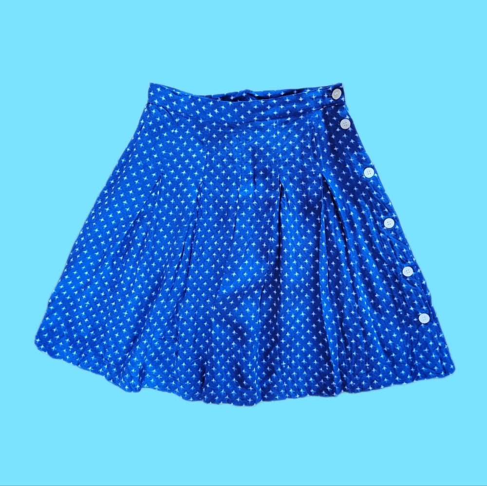 Vintage 90s mini blue and white pleated tennis skirt S